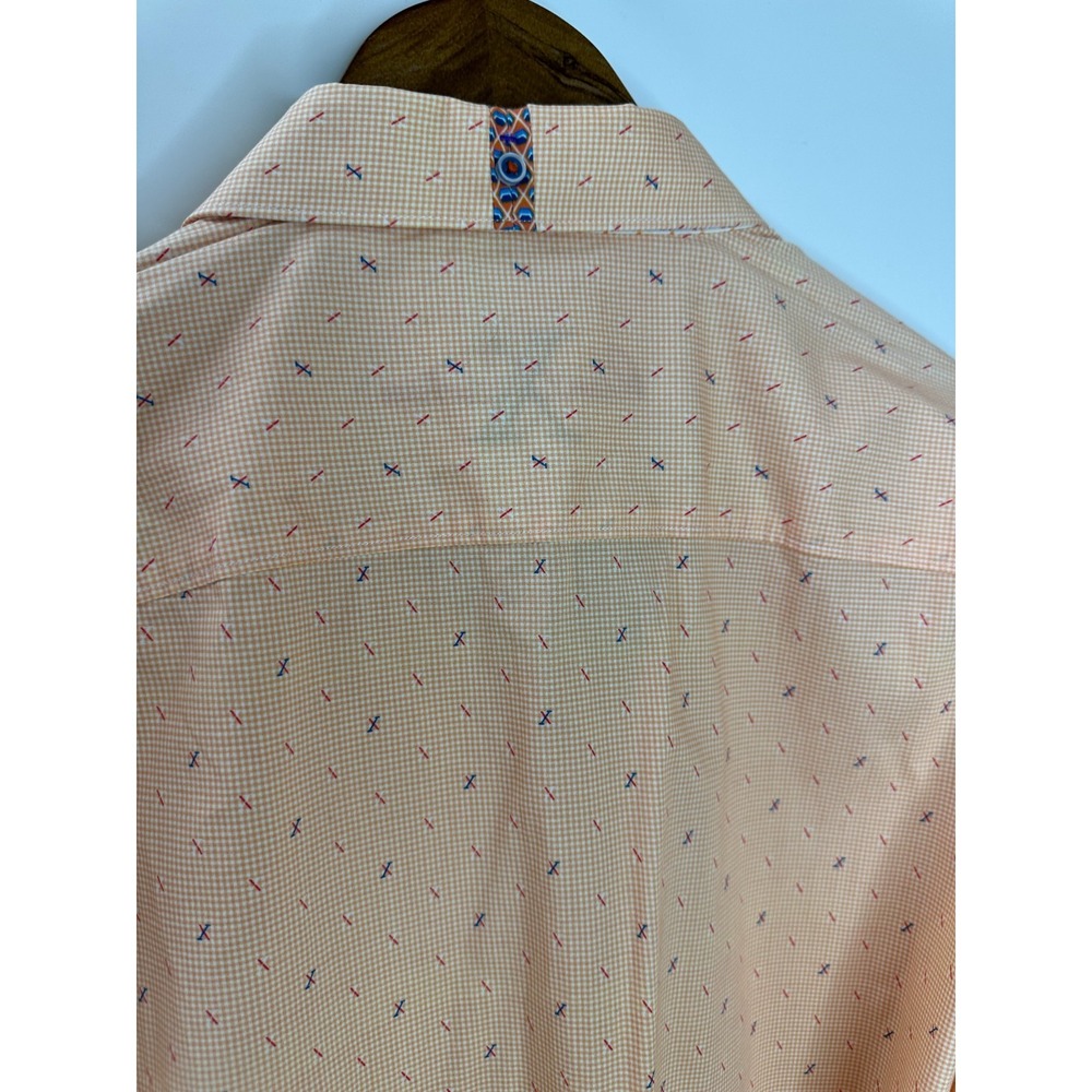 Robert Graham X Collection Orange Geometric Print Shirt XL Button LS Flip Cuff - Picture 14 of 16